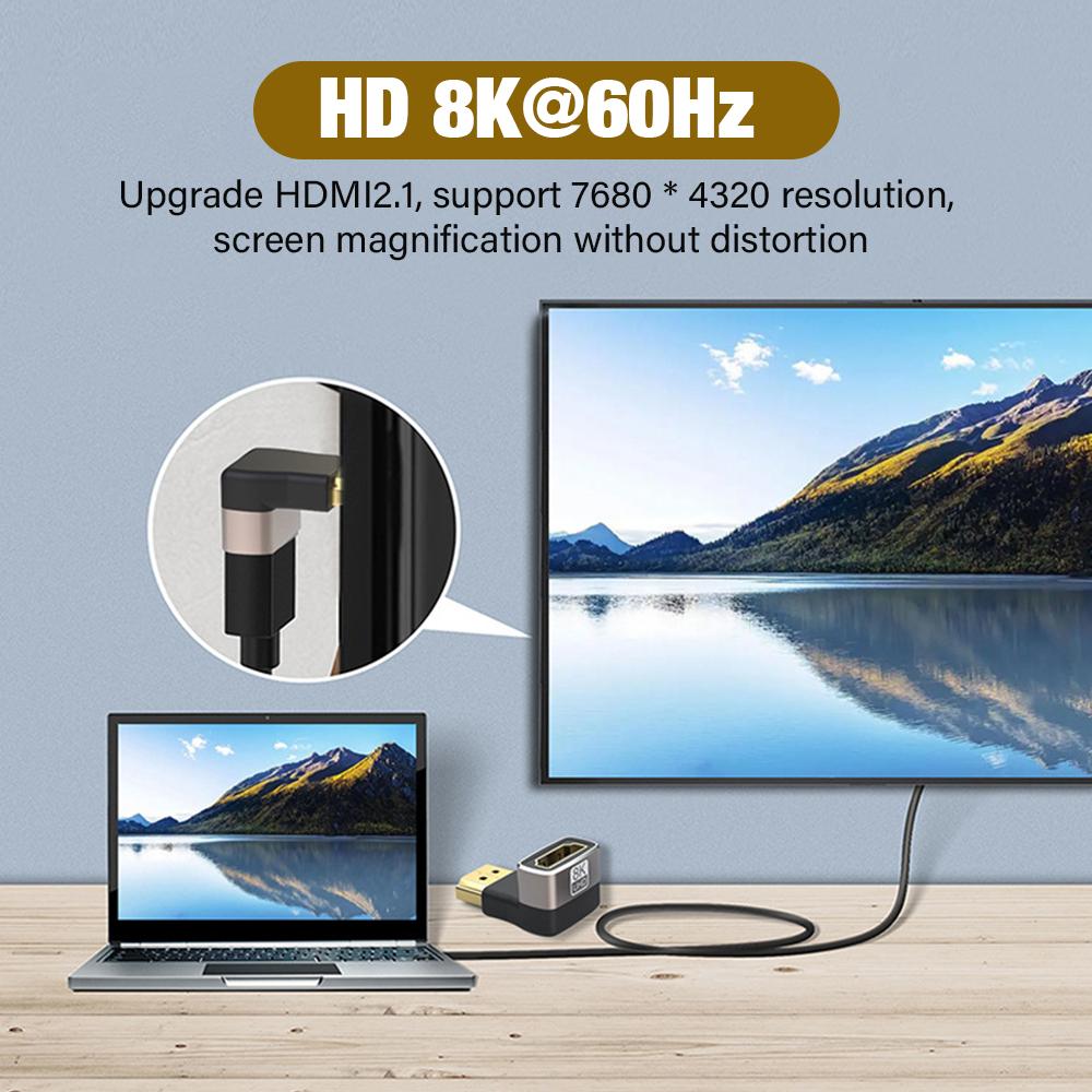 HDMI адаптер 90 градусов прямой угол HDTV 2.1 8K@60 Гц мужчина к женскому кабелю конвертер HDMI удлинитель разъем для ноутбука Prjecto