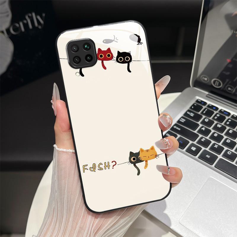 For Huawei P40 Lite Phone Case JNY-LX2 JNY-LX1 Trendy Fantasy Design Tempered Glass Bumper For Huawei Nova 7i 6 SE Back Coversse