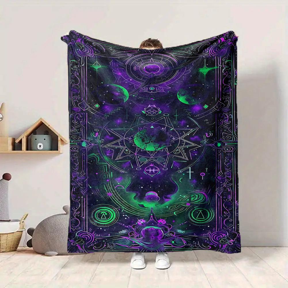 1pc Cosmic Mandala Blanket, Lightweight Flannel Throw Blanket for Sofa, Bed, Travel, Camping, Living Room, Office, Couch063