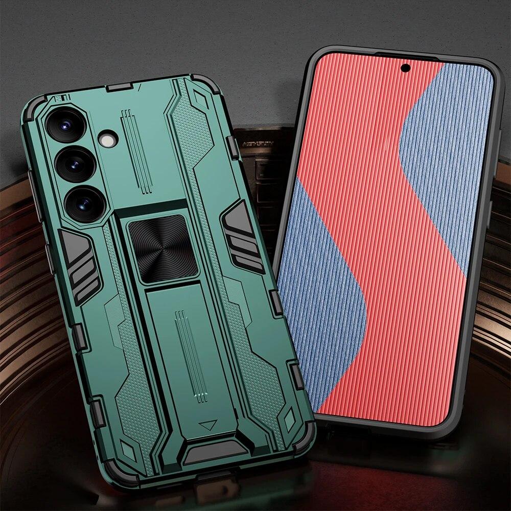 KEYSION Противоударный чехол для Samsung S24 Ultra 5G S24 + Plus, силиконовый + чехол-подставка для телефона из ПК для Galaxy S23 S22 Ultra S21 FE 5G