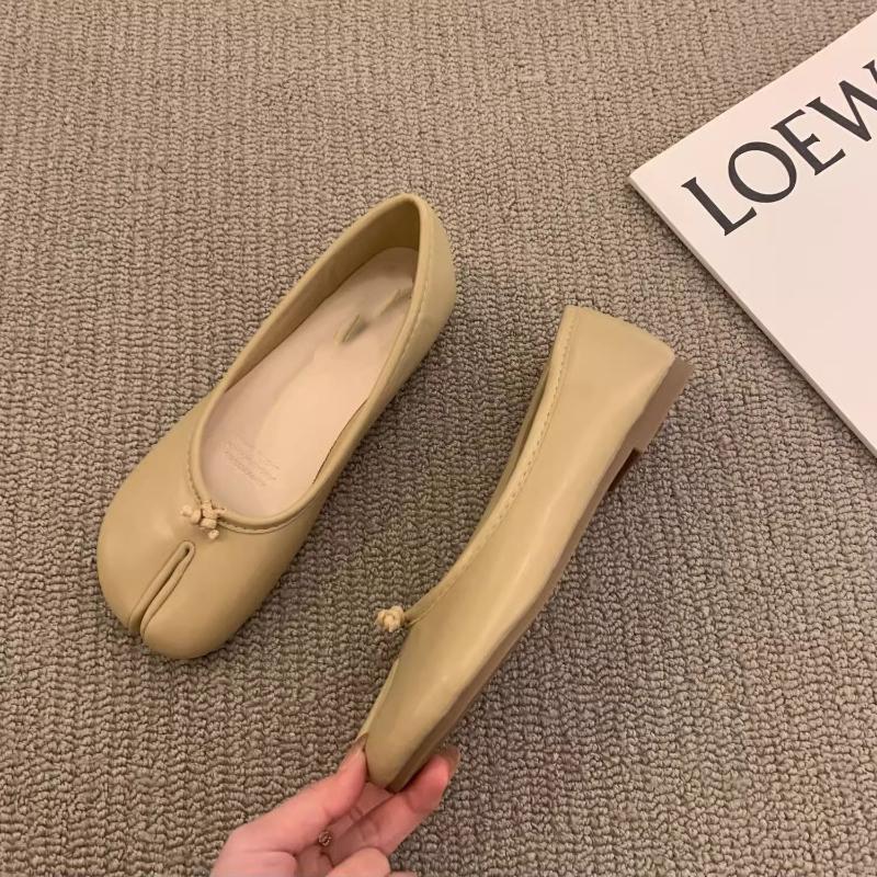 Women Ballet Flats 2026 Spring Summer PU Leather Footwear French Vintage Single Shoes Fashion Lightweight Non-slip Casual Shoes