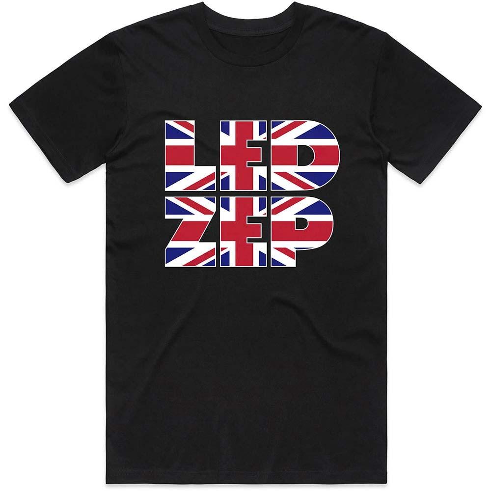 Men's Led Zeppelin Union Jack Type Slim Fit T-shirt Small Black