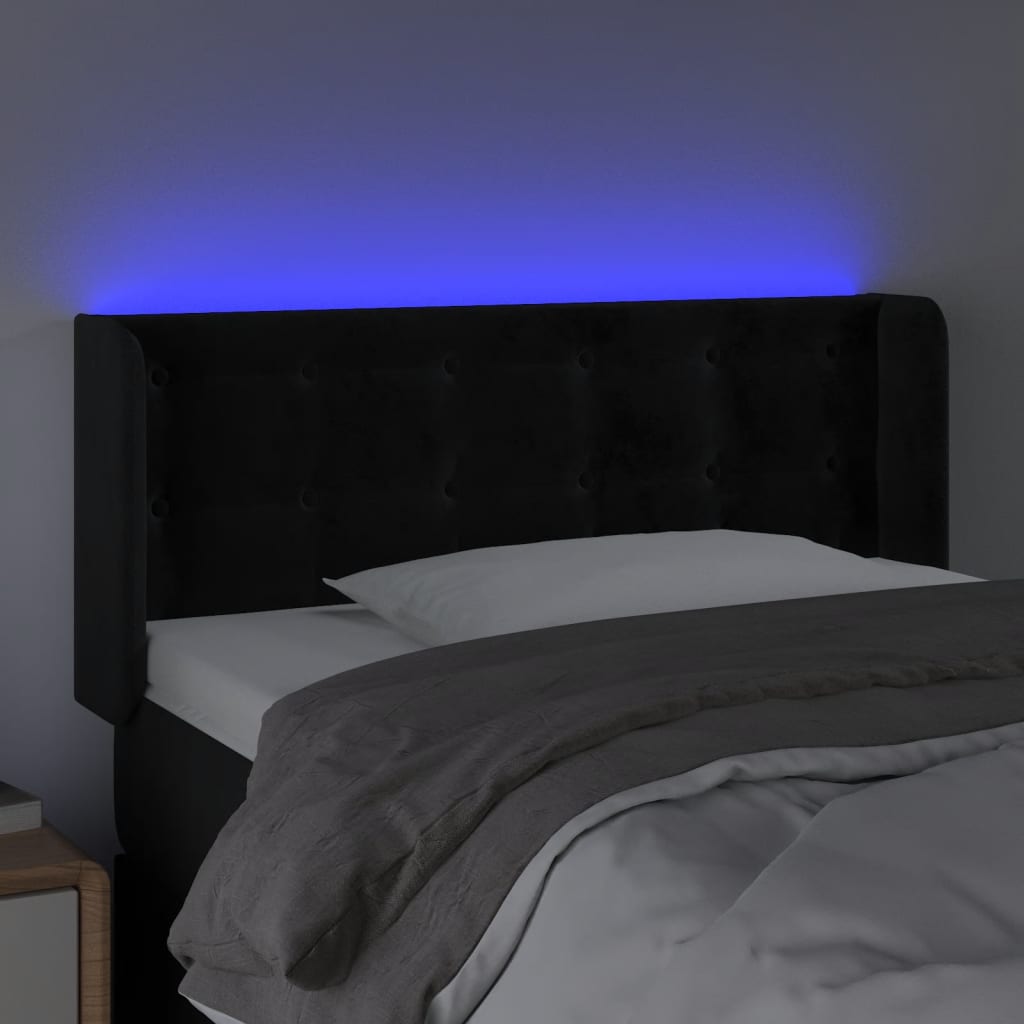 LED Headboard in Black 83 x 16 x 78 88 cm Velvet