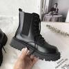 Fashion Black Boots Ins Tide Western Style Biker Women's Boots England Style Thick Bottom Hundred Fashion Short PU Women for Boots