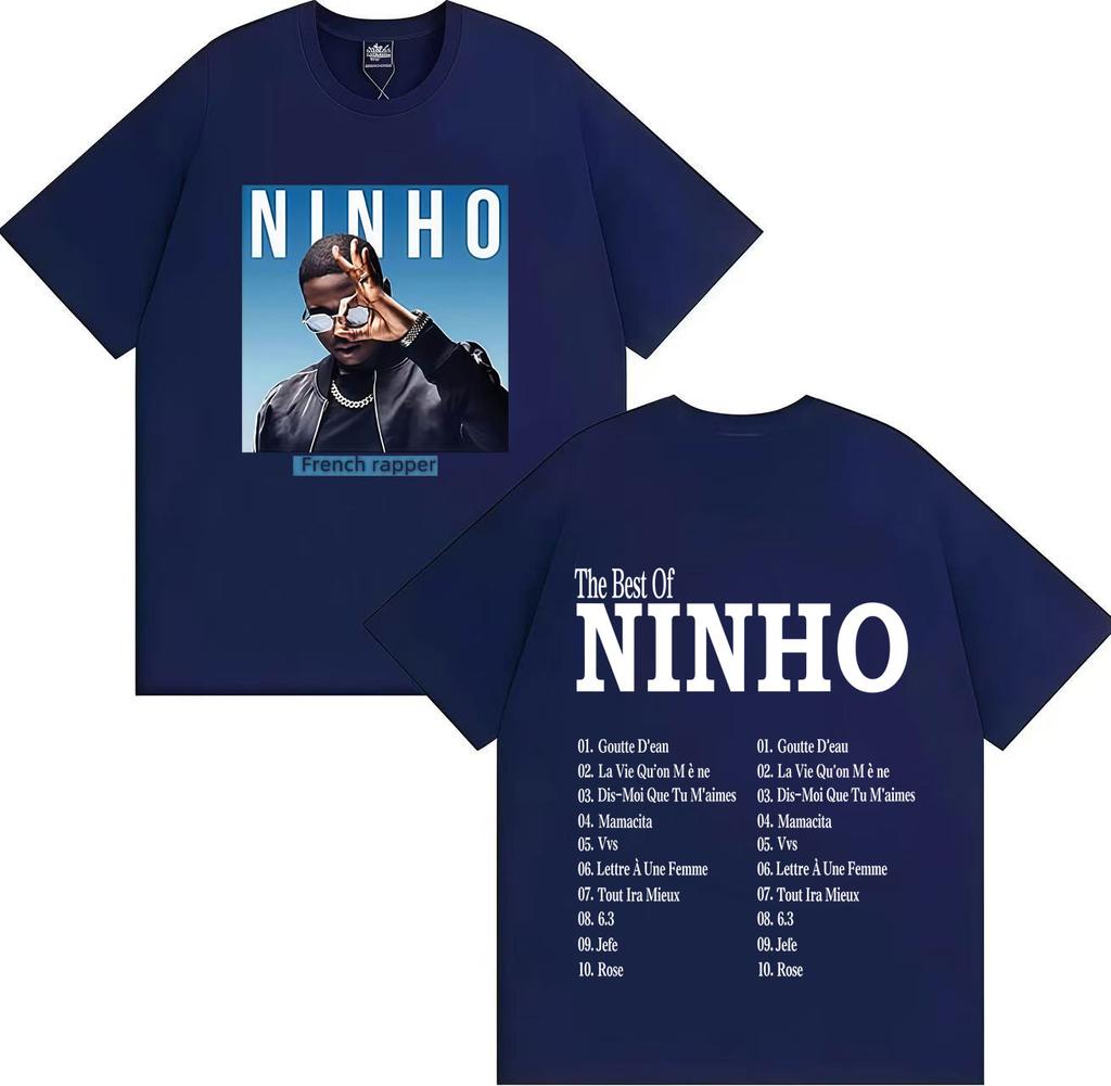 Французский Поп-рэпер Ninho Готическая Графика Высококачественная Футболка Оверсайз Повседневная Хлопковая Футболка Мужская Женская Хип-Хоп Футболки Streetwear