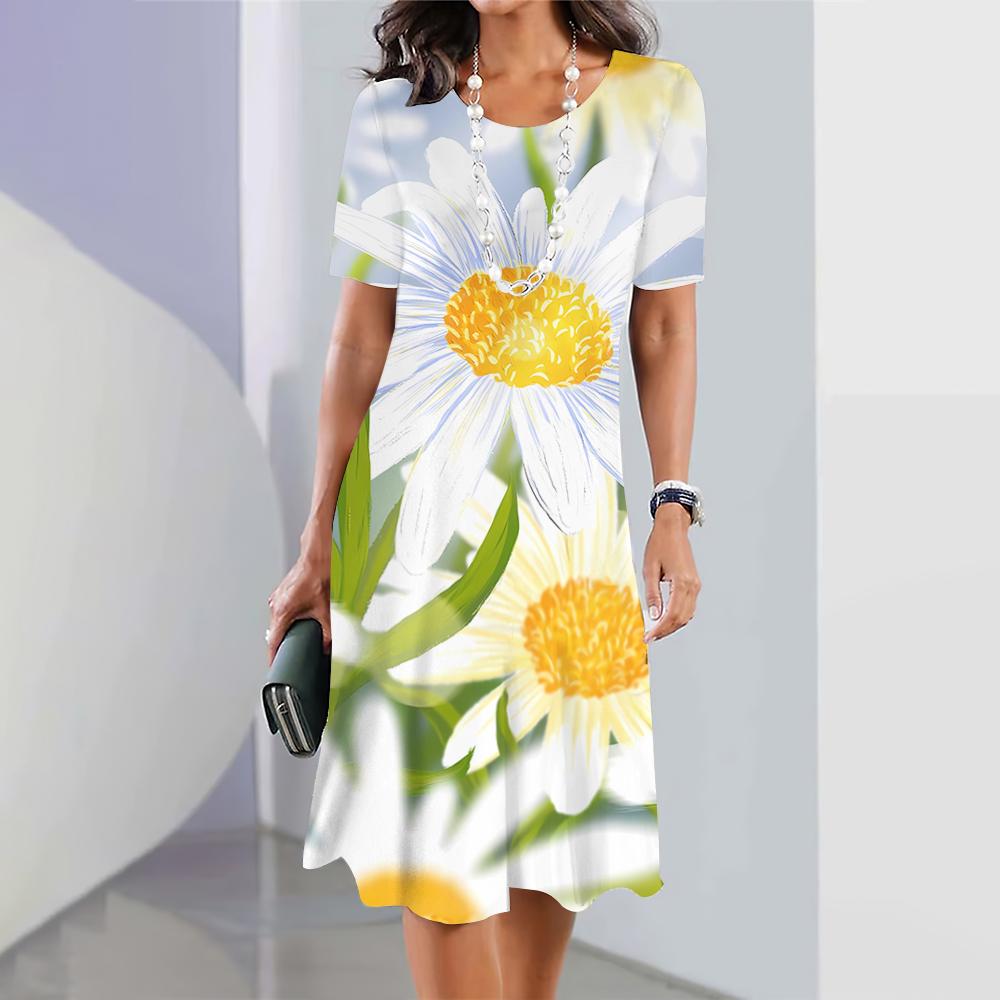 Новые весенние платья с цветочным принтом и ромашками для женщин, женские платья больших размеров, элегантные длинные платья, женская одежда