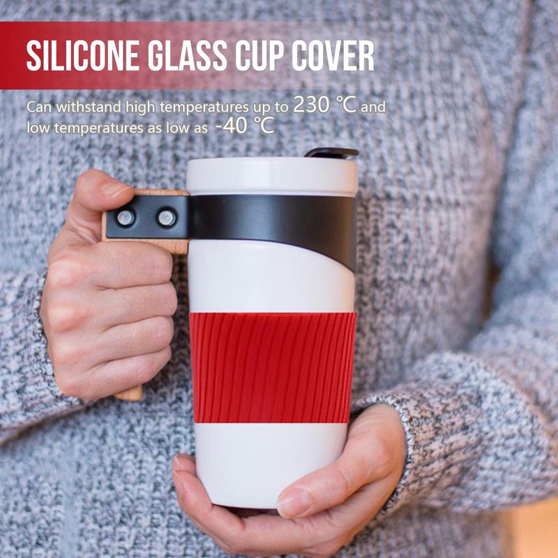 Silicone Cup Sleeve Reusable Non-slip Heat Insulation Colored Coffee Cup Cover For Iced Hot Drink Water Bottle Cups Accessory