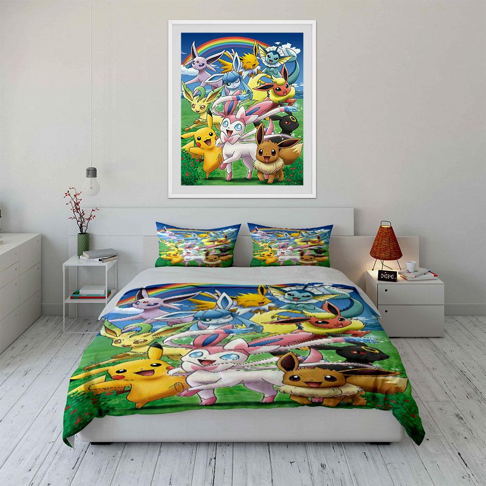 "Vibrant creatures under rainbows" Bedding sets Duvet covers Pillowcases(1* Duvet Cover 2* Pillowcases without duvet insert)