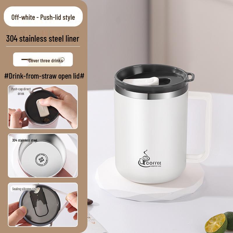 Drop-Proof 304 Stainless Steel Mug with Lid for Home, Office, or Dorm Use