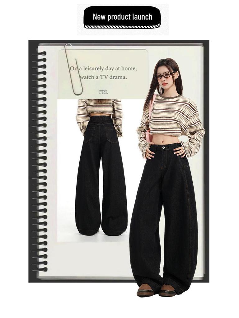Vintage Scimitar Wide-Leg Jeans - New Autumn Cow Loose Fit Spicy Girl Design