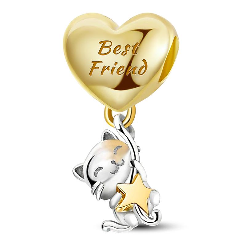 Медные подвески Циркон Розовое Сердце Любви Шармы Бусины Подходят для Оригинального Браслета Пан Браслеты DIY Ювелирные Изделия Для Женщин