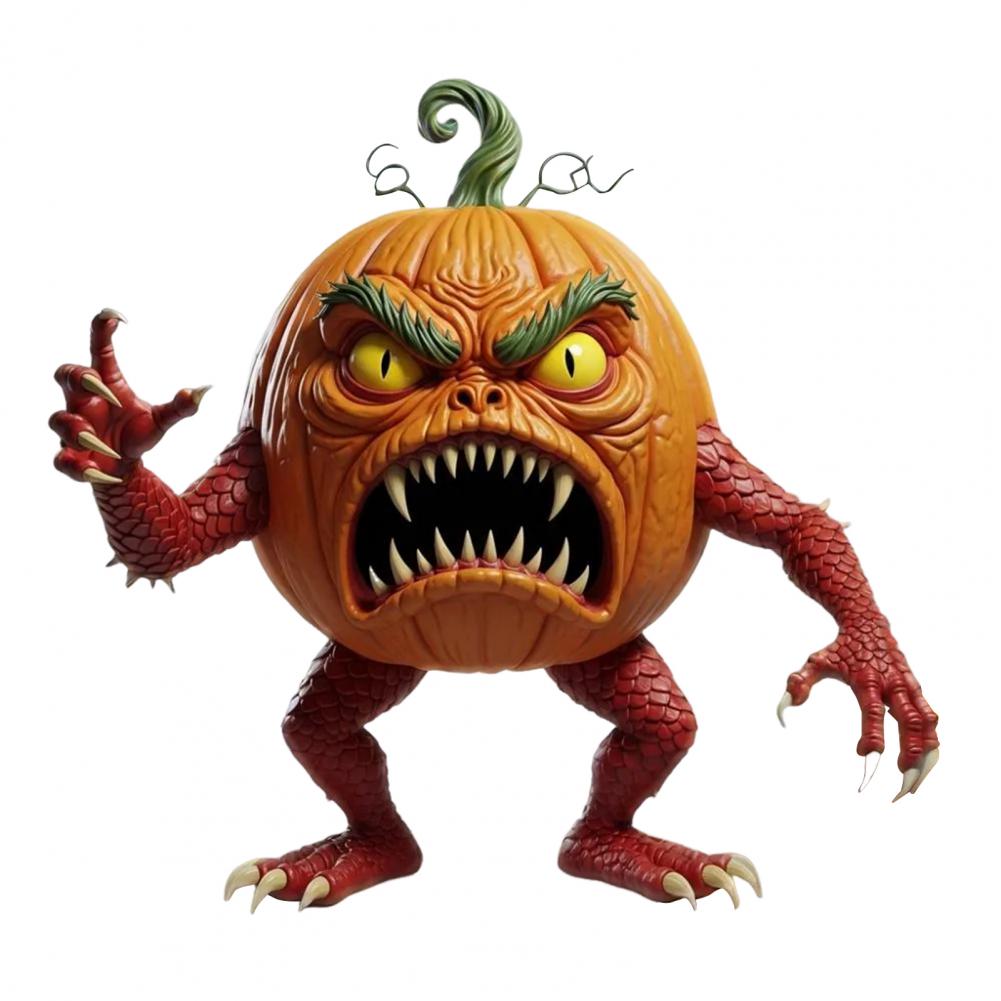 Pumpkin Decor Jack-o-lantern Figurine Spooky Resin Halloween Tabletop Decoration Pumpkin Evil Figurine for Home Office Desk