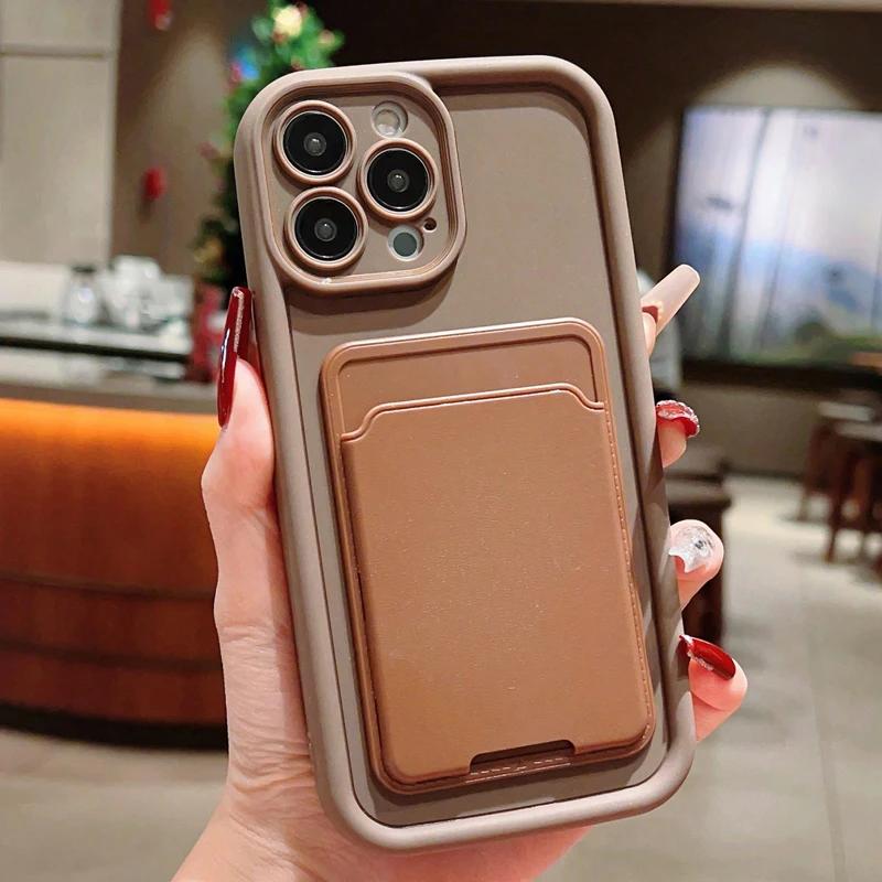 Роскошный силиконовый кошелек-чехол для телефона для iPhone 17 16 15 14 13 12 11 Pro Max Plus X XR XS Слот для держателя карт Ударопрочная задняя крышка