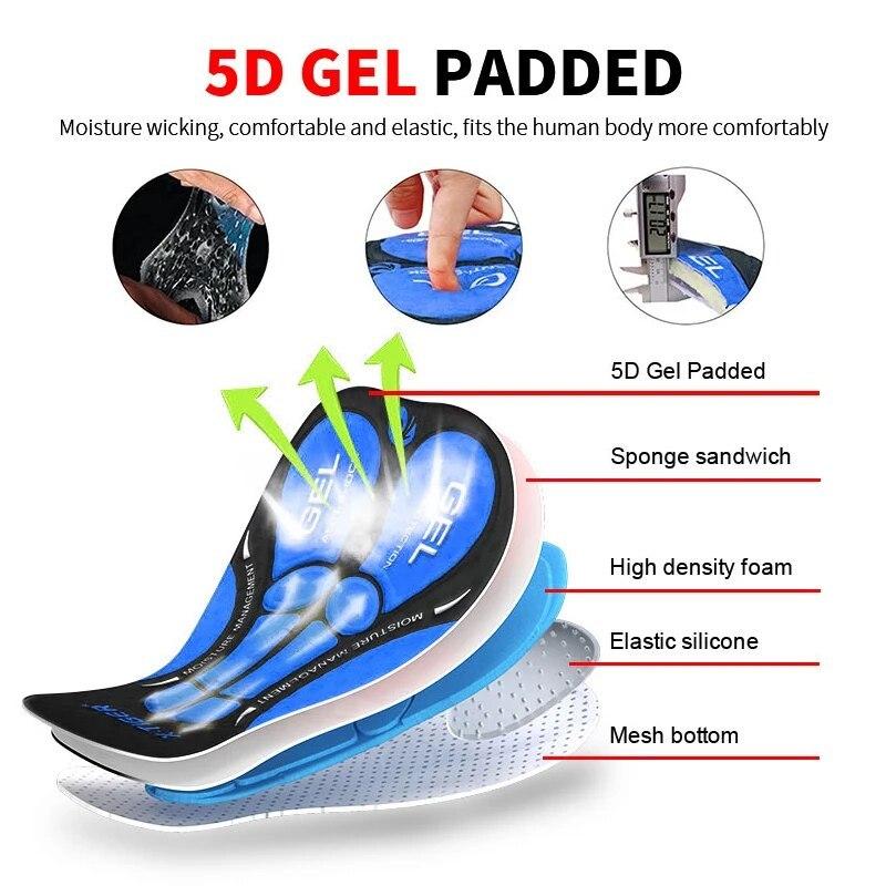 X-TIGER Men's Cycling Underwear Shorts 5D Padded Gel MTB Biking Shorts Anti-Slip Leg Grips Breathable Mesh Cycling Underwear