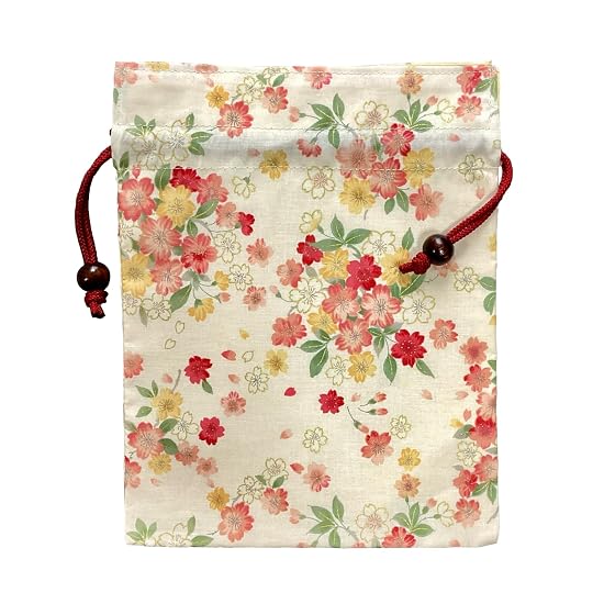 Kyosuke Made in Japan Drawstring Bag Pouch fujiyama Approx. 24.5×19cm Cotton with Wooden Bead Medium