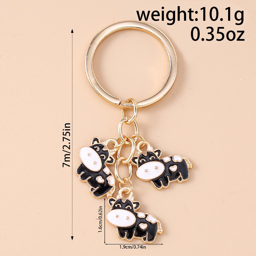 Cute Enamel Milk Cow Keychain Women Girls Cartoon Animal Key Ring Pendants for Handbag DIY Handmade Key Chain Jewelry Gift