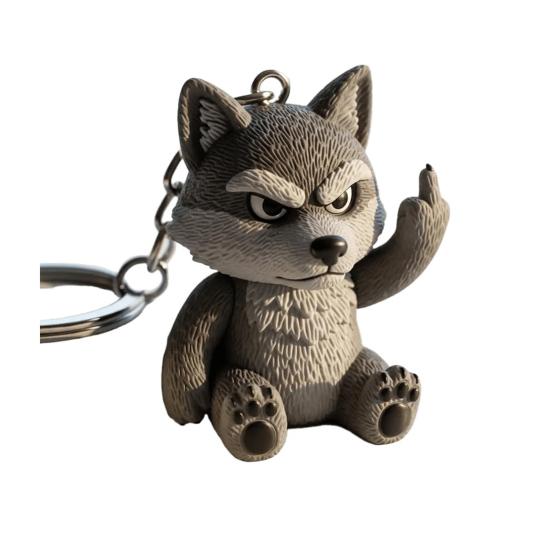 Брелок для ключей в виде животного - средний палец, волк, корова, свинья, тигр, слон, радостный юмор, держатель для ключей, аксессуары для сумки