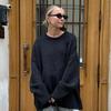 Свитер с круглым вырезом, осенне-зимний, однотонный, универсальный, повседневный, ленивый, вязаный пуловер