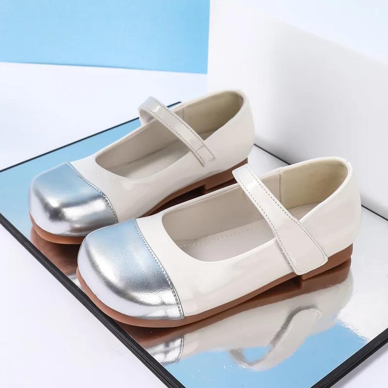 Новые туфли принцессы из кожи для девочек, пэчворк, элегантные детские балетки для выступлений, модные детские туфли для вечеринок, на липучке