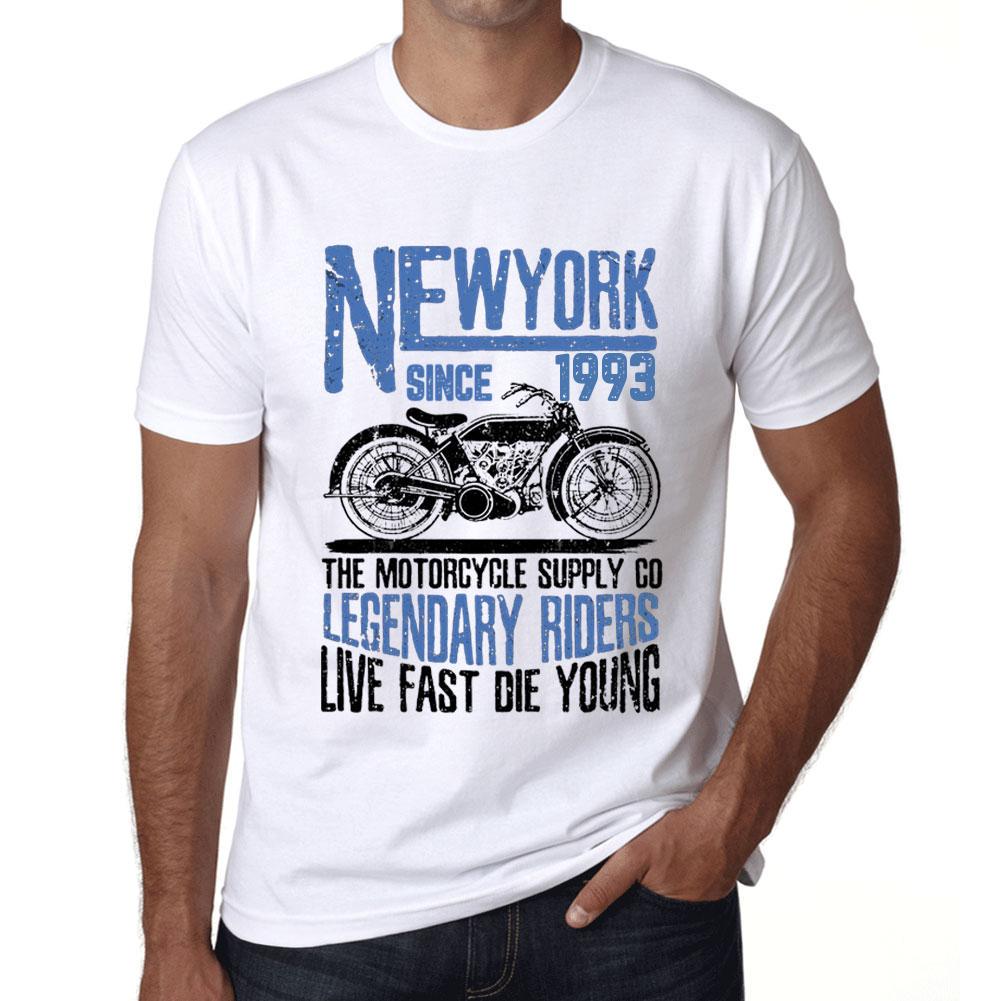 Мужская винтажная футболка с рисунком Футболка New York Motorcycle с 1993 года, белая