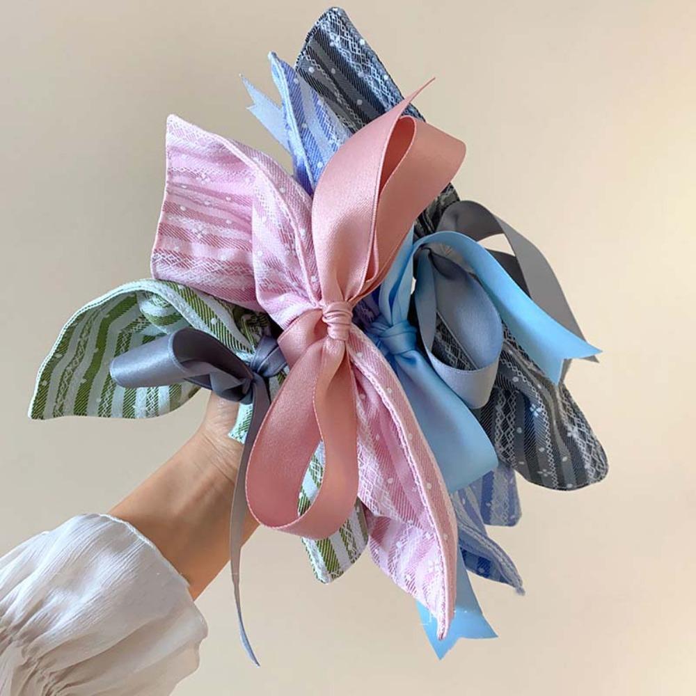 Elastic Plaid Silk Ribbon Scrunchies Korean Style Large Intestine Hair Ring Daily