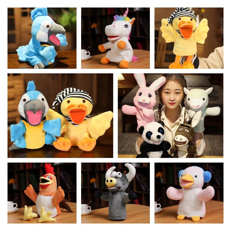 Большого размера кукла-марионетка фермерского животного Мягкая и пушистая Заяц Осел Панда Единорог Петух