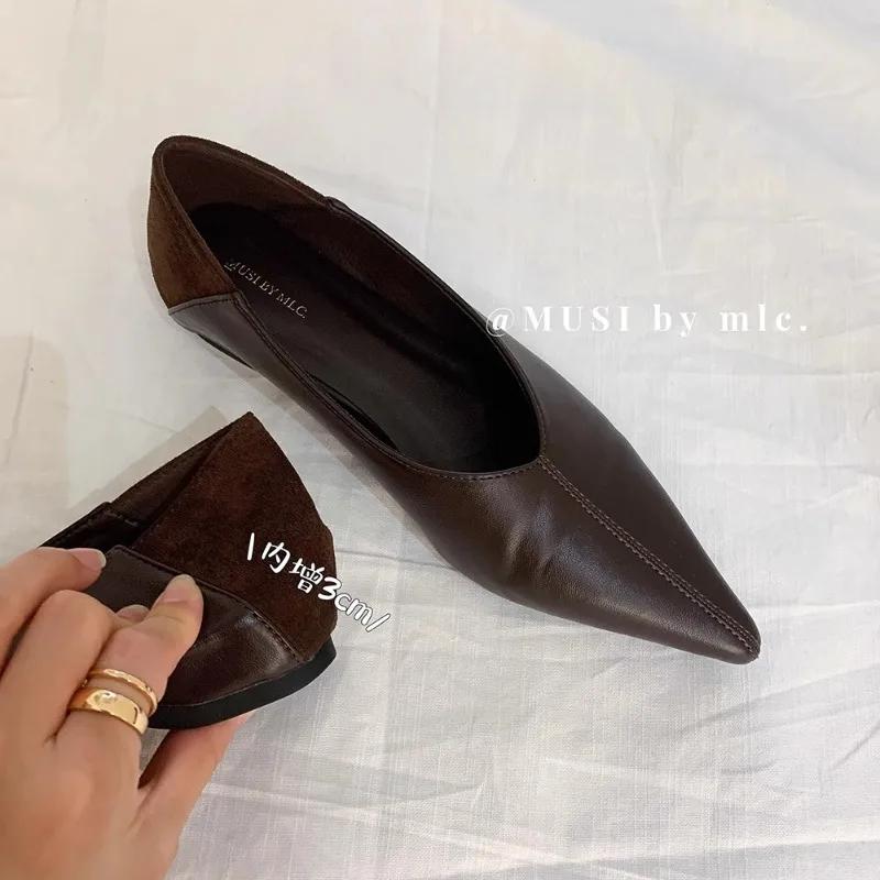 Fashion Pointed Toe Women Shoes 2024 Autumn Fashionable and Versatile Ladies Shallow Mouth Shoes Elegant Simple Dress Shoes for Women