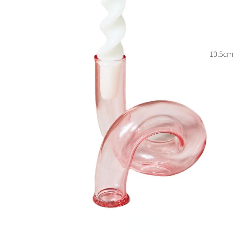 Pink Glass Candle Holder Taper Candlesticks Holder Wedding Table Centerpieces Nordic Home Decoration Wedding Decoration