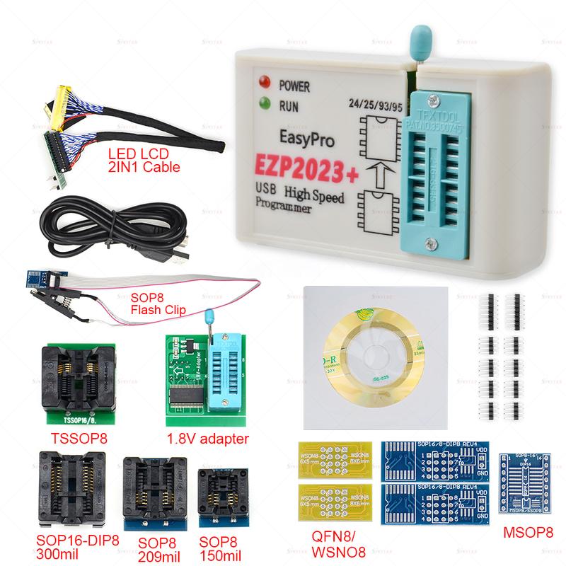 EZP 2023 support WIN7&8 64bit NEW EZP2023 high-speed USB SPI Programmer 24 25 93 95EEPROM 25 flash bios chip with adapter