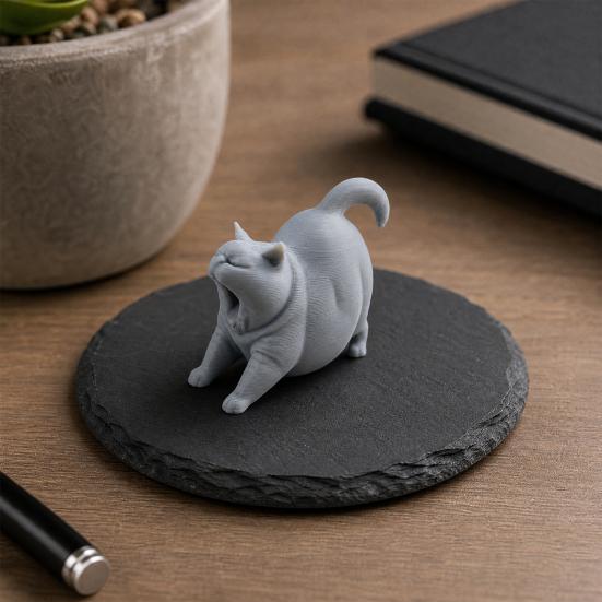 3D-печатная статуэтка зевающего кота, милая фигурка спящего кота для полки, спальни, современный минималистичный декор для дома, подарок для любителей кошек
