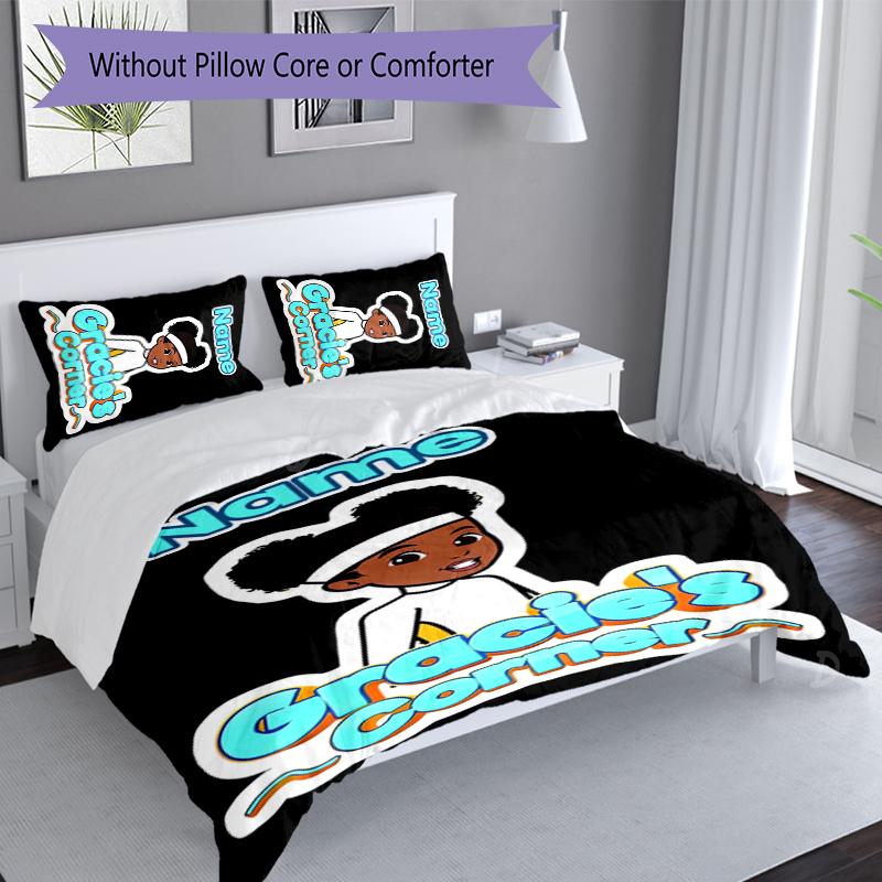 3pcs Custom Name Gracies Corner Set,Includes 1 Duvet Cover and 2 Pillowcases,All-season Bedroom Decor
