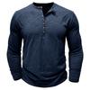 Mens 100 Cotton Slub Long Sleeve Henley Casual T Shirt