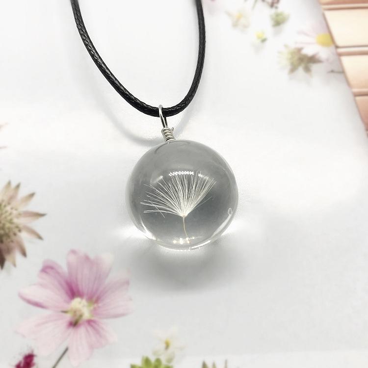 Beautiful Dandelion Necklace Eternal Flower Clavicle Chain Male and Female Couples Crystal Dried Flower Glass Ball Pendant Accessories