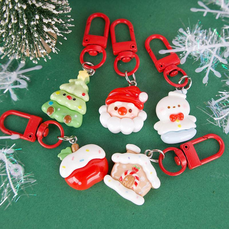Cute Cartoon Christmas Pendant Santa Claus Tree Snowman Keychain Car Key Ring Backpack Decoration Accessories Children Gifts