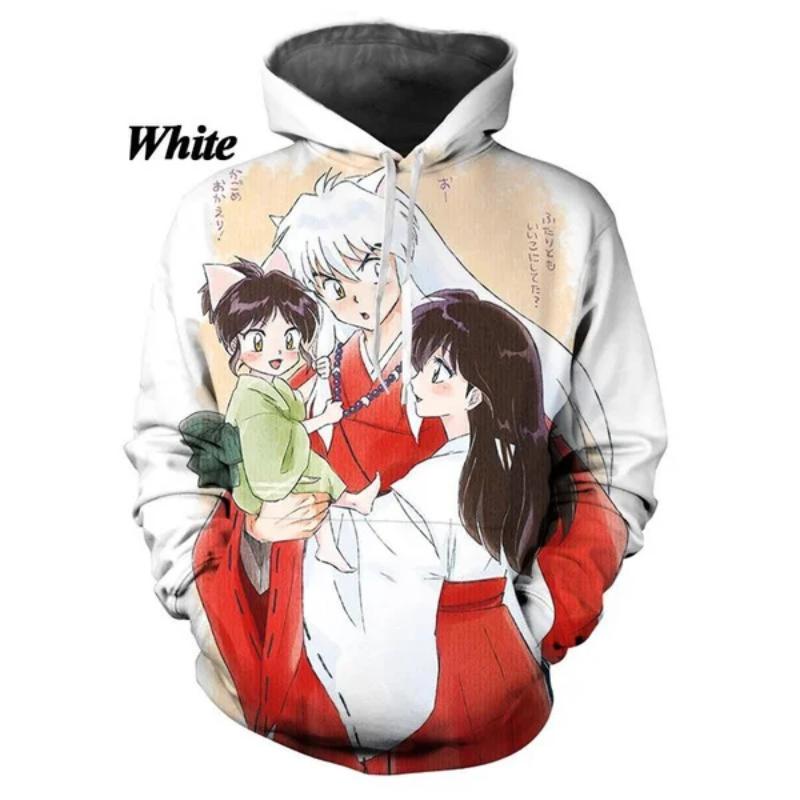 Новая модная толстовка-пуловер для пары с капюшоном в стиле аниме Инуяша с 3D-принтом, толстовка с капюшоном, унисекс-куртка