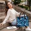 Blue Geometric Textured Casual Tote Bag Fashion Daily Shoulder Handbag for Women Versatile Commuter Shopping Bag