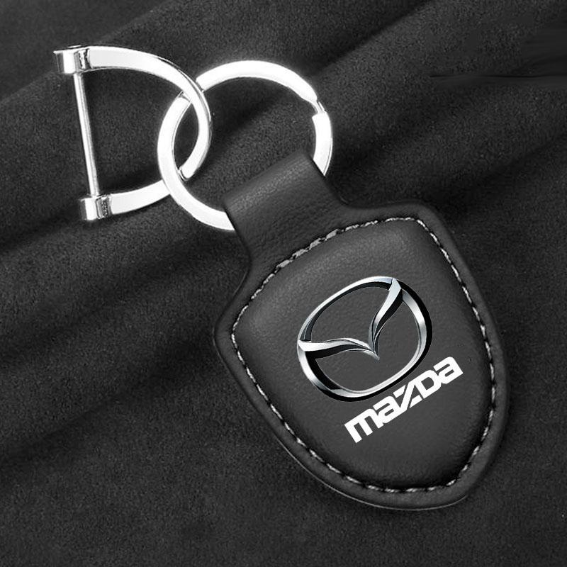 AAEY1 Кожаный Брелок для Ключей Автомобиля Типа Щит Брелок-Кольцо для Mazda M3 M6 MP Skyactiv Axela Atenza Biante BT-50 CX-30 Автоаксессуары