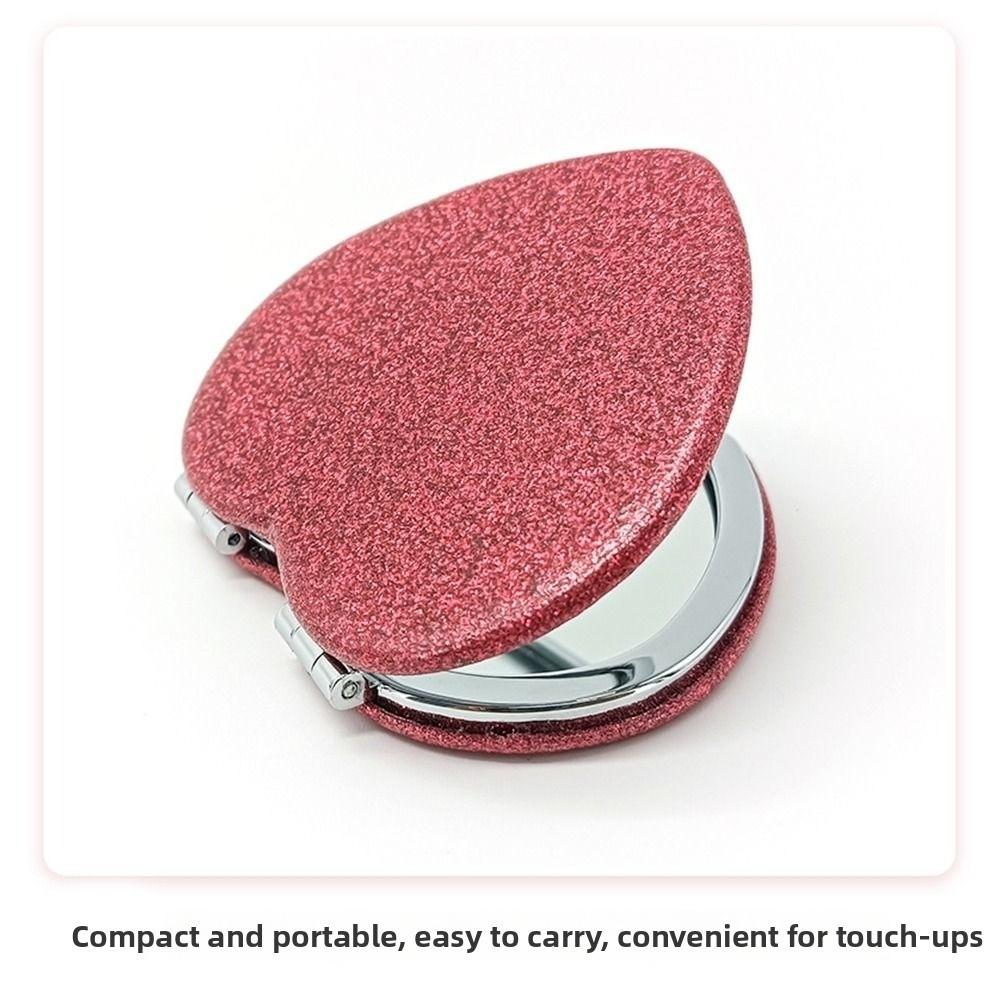 with Magnifying Heart Shaped Compact Mirror Portable Vanity Mirrors Fashion Pink Mirror for Girls