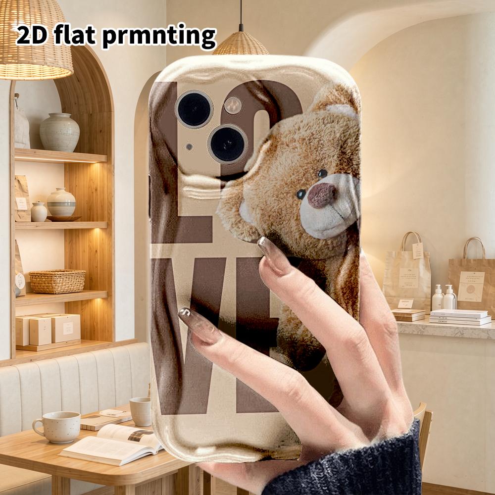 Phone Case: 2D flat design suitable for iPhone 18 17 16 15 14 13 Pro film protective case, couple style, letter brown bear, Christmas and Halloween gi