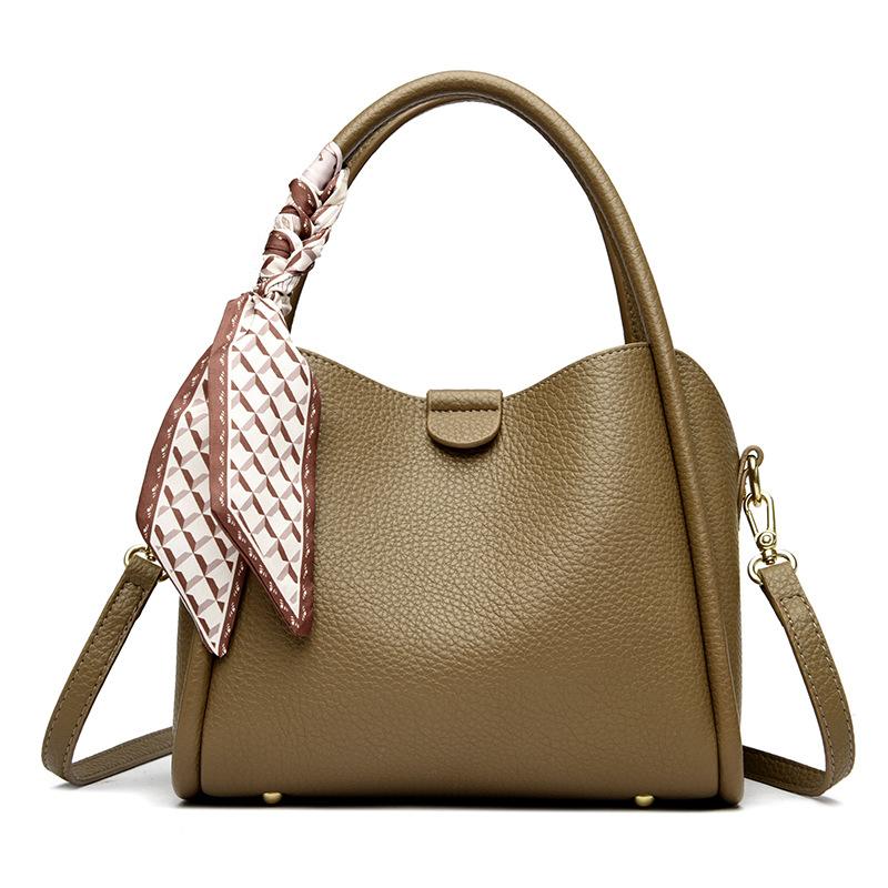 Женская сумка, сумка-ведро, новая городская простота и мода, узор личи, шелковый шарф, портативная наплечная сумка-мессенджер.