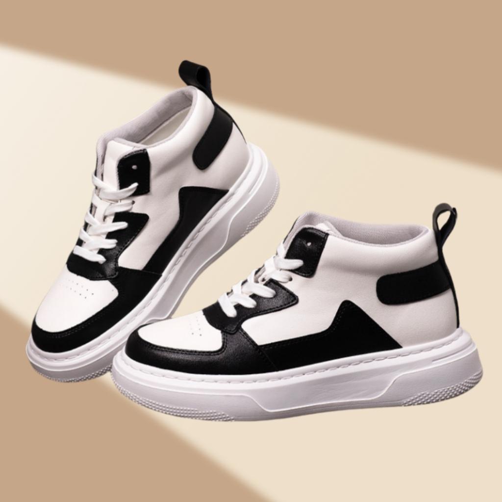 White Sneakers Men Height Increase Insoles 6cm Lifts Shoes Leisure Casual Plus Size 35-47