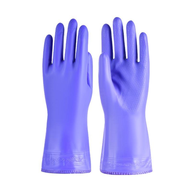 Short Fleece Lined Dishwashing Gloves Waterproof Rubber PVC Household Kitchen Cleaning Laundry Protective Gloves