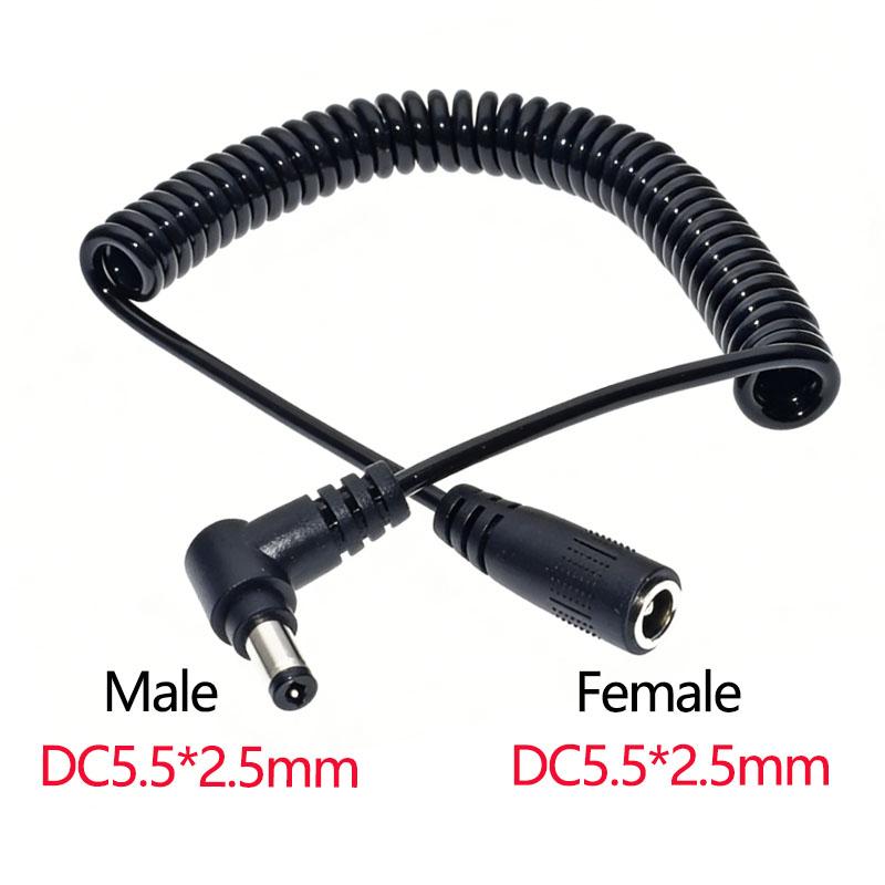 1PC DC Male Femalespring Cable Connector5.5 X 2.5 mm 5.5mm X 2.1mm Straight Plug Power Charger150cm 70cmextension Cord