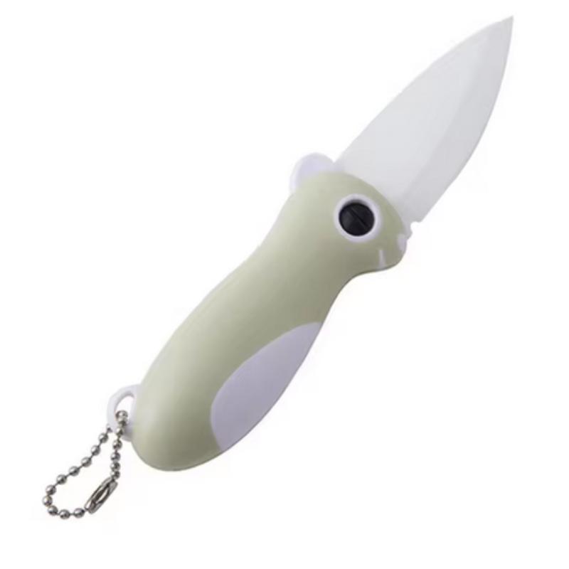 Cute Cartoon Ceramic Cutter Plastic Handle Folding Fruit Knife Kitchen Kids Auxiliary Knives Mini Portable Sharp Knife Peeler