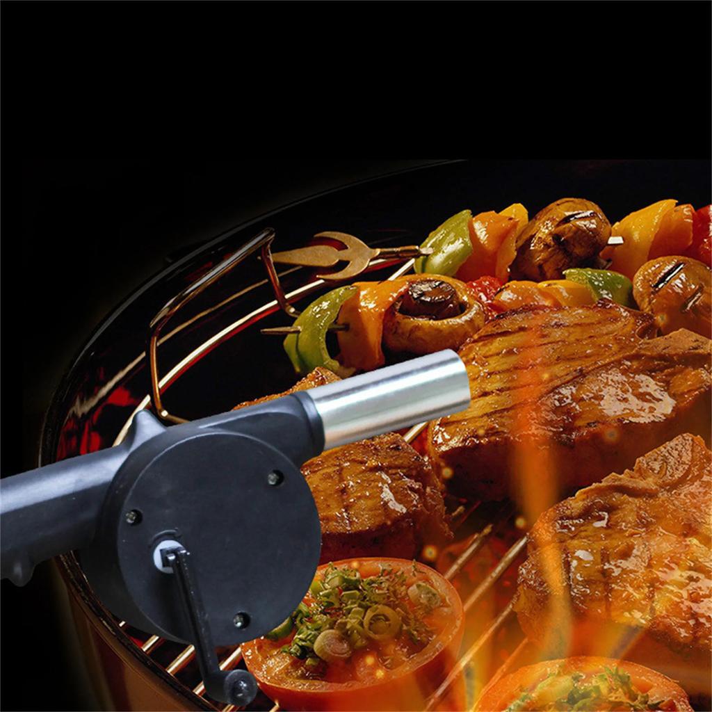 Черный ручной вентилятор для барбекю, мини-портативный вентилятор для гриля, кузнечные мехи для раздувания огня, аксессуары для пикника и кемпинга, уличные ручные инструменты