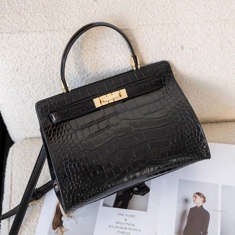 Qian Dian Crocodile Pattern Genuine Leather Handbag for Women - Stylish Versatile Crossbody and Shoulder Bag