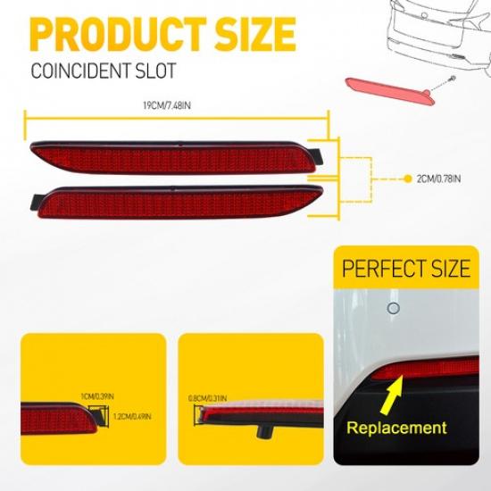 Pair Rear Bumper Reflector Driver Passenger For Toyota Sienna LE XLE 2011-