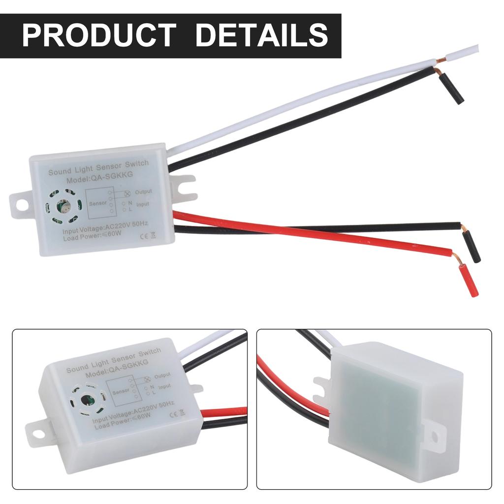 Auto On Off Switch 220V Sensor Switch Semi-Outdoor Areas Wide Compatibility Delay Shut-Off Function Fire Retardant Material