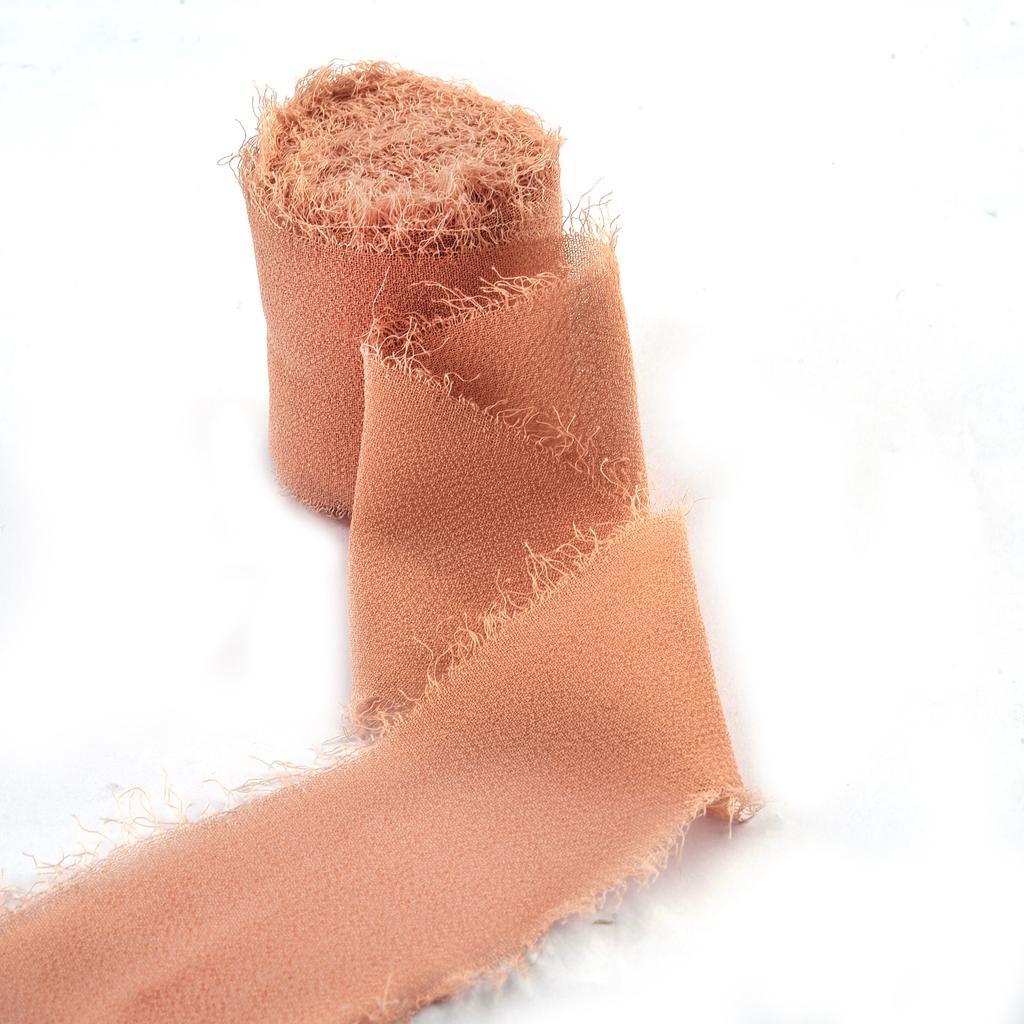 5M*4cm Handmade Frayed Edged Satin Chiffon Silk Ribbon For Wedding Invitation Wrapping Bouquets Birthday Party Decorations Gifts