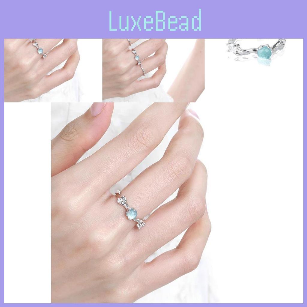 Изысканное синее кольцо с открытой шинкой и стразами для женщин, с регулируемым размером и в современном стиле